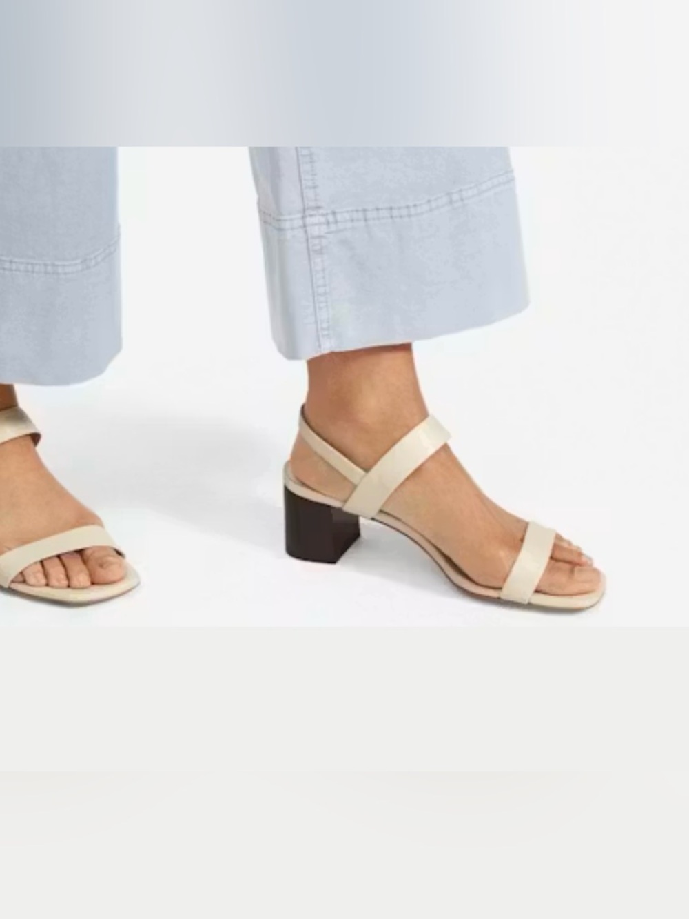Everlane Cream double Straps Block Heel Sandals 7.5 ivory Made in Italy